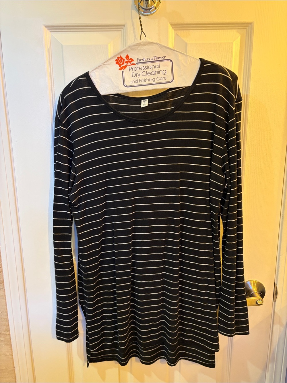 BP Nordstrom Black and White Striped Long Sleeve Tee